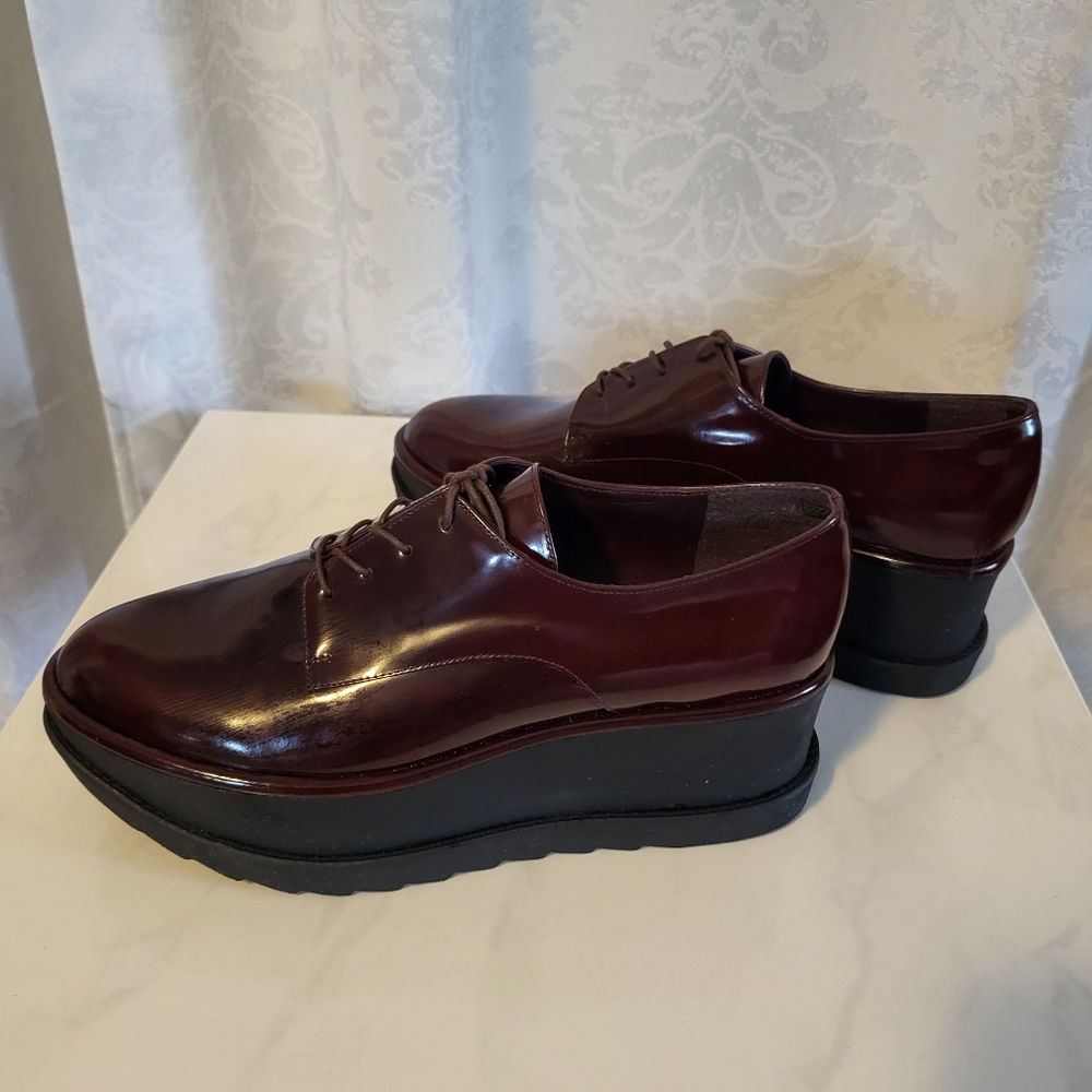 Stuart Weitzman Kent Platform Oxford, Women Shoes Size 9M, Color Burgundy - Picture 5 of 12
